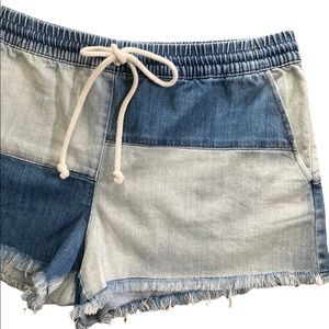 Aerie denim patchwork shorts